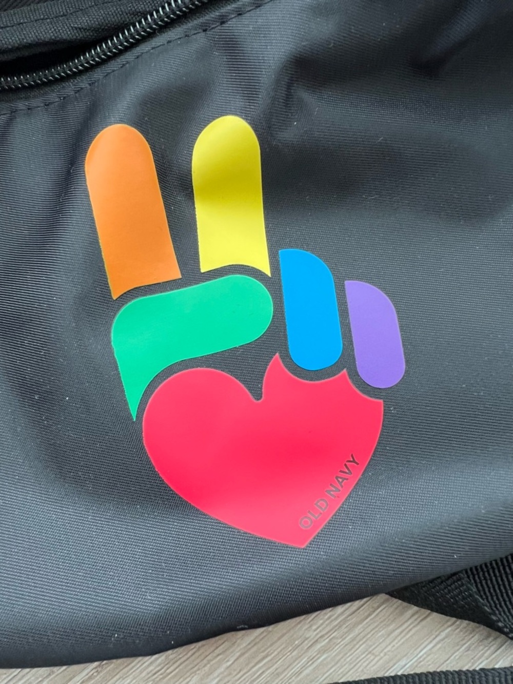 Old Navy Black Fanny Pack with Rainbow Peace Sign - Picture 4 of 4